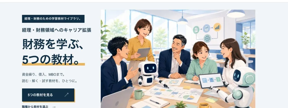 財務を学ぶ、5つの教材。の画面