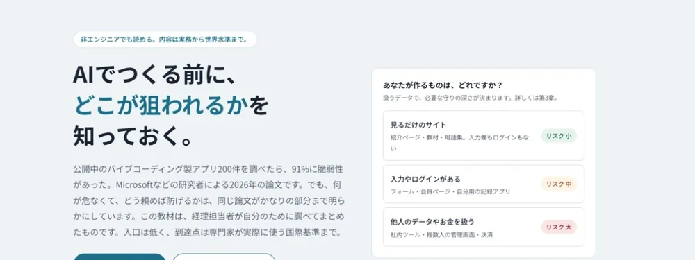 AIでつくる人のセキュリティの画面